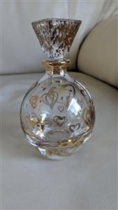 vintage royal limited italian 24 percent lead crystal perfume bottle with hand painted gold gilded hearts and triangle stopper