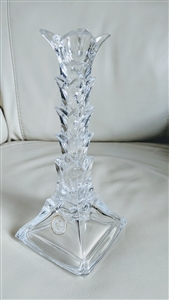 Crystal Clear jagged geometrical stem lead crystal candle holder with tulip top