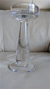 Vintage 1990s clear glass pillar heavier candle holder tabletop decor