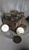 Set of eleven vintage Kerr jelly jars with gold lids and original box