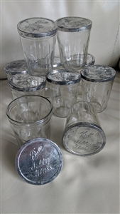 Clear glass BALL JELLY GLASSES jars with metal lid home storage and organization for craft room kitchen gifts for home