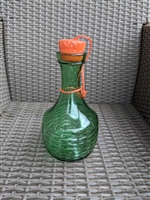 Vintage Italian green glass beehive bottle with cork stopper