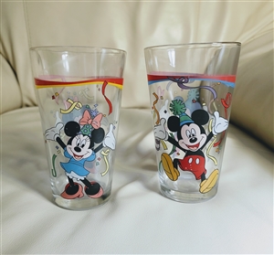 Disney GIBSON drinking Glasses 1990 Mickey Minnie