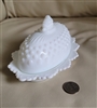 fenton milk glass oval covered butter dish hobnail white vintage