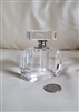 Vintage crystal perfume bottle with geometric cut glass and removable dauber