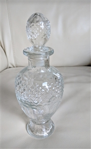 Vintage clear glass Avon decanter with diamond pattern and matching glass stopper