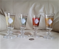 Vintage footed cordial glasses set of 4 floral barware decor