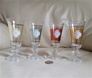 Vintage footed cordial glasses set of 4 floral barware decor