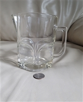 Vintage Italian clear pressed glass pitcher with square base and art deco design