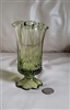 Vintage Fenton Rose Green Glass Handkerchief Holder and Table Setting Accessory