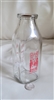 Vintage 1948 Duraglas clear glass milk bottle with original paper stopper