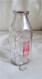 Vintage 1948 Duraglas clear glass milk bottle with original paper stopper