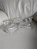 L.E. Smith double light glass candlesticks
