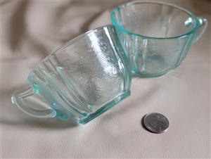 Vintage Indiana Glass blue Recollection series teacups set Madrid pattern Vintage Indiana Glass blue Recollection series teacups set Madrid pattern