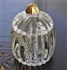 Vintage Jeannette Glass National ribbed lidded sugar bowl with gold trim