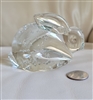 Elegant Controlled Bubble Art Glass Rabbit Paperweight Clear Crystal Bunny Figurine