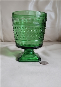Pre-owned vintage Napco USA green glass goblet vase for display or collection