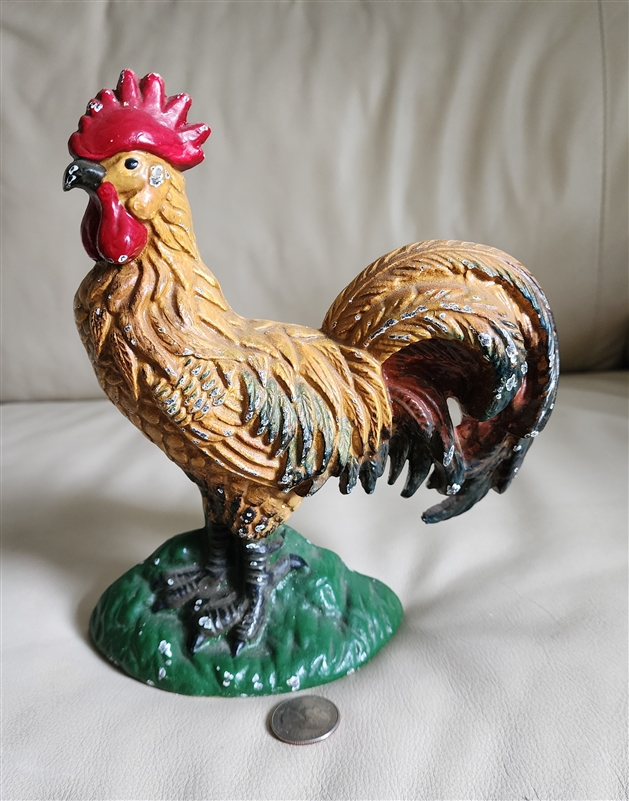 Rooster cast iron doorstop home display gift idea
