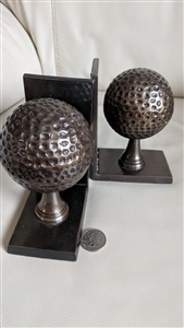 Metal golf balls bookends set of two made in India collectible decor and gift idea for any occasion
