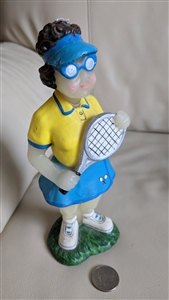 Preowned Boston Warehouse Racquetball woman novelty candle 8 inch home decor display