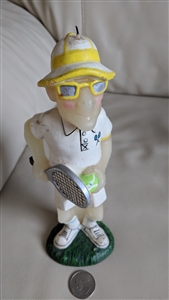 Preowned Boston Warehouse Racquetball man novelty candle 8 inch home decor display