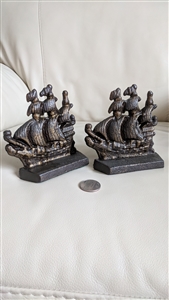 vintage cast iron sailing ship bookends bronze finish