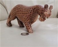 vintage african kamba leopard hand carved wood tribal folk art sculpture