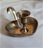 Heart shaped candle holder with a drip tray and handle home decor and gift idea vintage brass collectible.