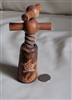 Vintage hand carved wooden wine opener, Folk Art barware accessory home kitchen accessory.