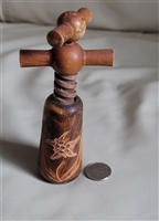 Hand carved wooden wine opener Folk Art barware collectible barware accessory kitchen daily use item and gifts
