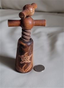 Hand carved wooden wine opener Folk Art barware collectible barware accessory kitchen daily use item and gifts