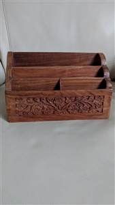 Brown wooden box with hand carved floral accents elegant storage box in beautiful design home decor