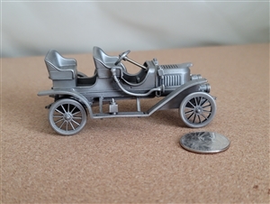 1909 Stanley Steamer pewter model car 1975 Danbury Mint hallmark chassis view