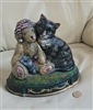 Cast Iron vintage colorful doorstop cats and bears vintage display