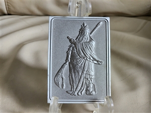 Preowned vintage Royal Selangor pewter plaque showing Guan Gong on front and Chinese merchant text on back