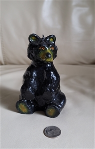 vintage black bear figural wax candle animal decor