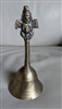 Antique hand forged brass bell featuring Hindu God Garuda winged deity