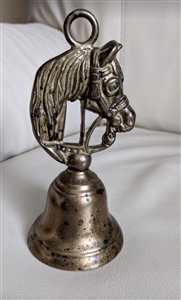 Brass Stallion dinner or call bell with horse head handle collectible vintage home decor and gift idea