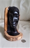 Vintage African Tribal Hand Carved Ebony Wood Woman Head Sculpture