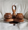 Handcrafted wooden carousel condiment caddy set collectible kitchen accessories vintage decor