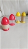 Two color sets of four vintage 1950s U.A. Kasin rocket-style salt and pepper shakers
