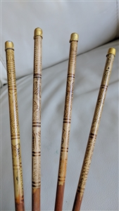 Sets of etched bamboo and metal chopsticks kitchen accessories vintage collectible
