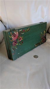 Folk Art handcrafted wooden box floral decor home storage gift idea