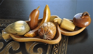 Wooden bowl and fruits hand carved home decor
