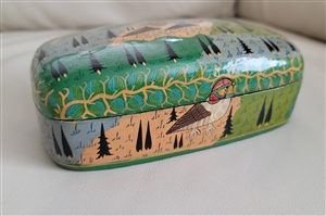 Vintage Kashmiri paper mache beautiful birds storage box