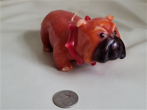 vintage bulldog figural wax candle orange red decor