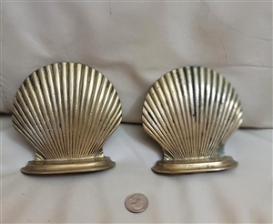 Brass seashell bookends Nautical home decor