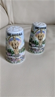 Thrifco porcelain Oklahoma themed set of shakers collectible salt and pepper shakers gifts for any occasion