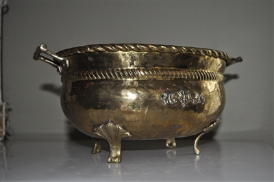 Footed vintage brass bowl Mediterranean home decor