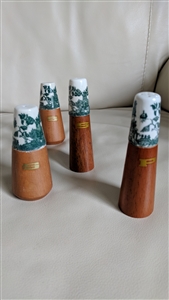 Vintage teak wood and porcelain shakers accessory collectible table setting accessories